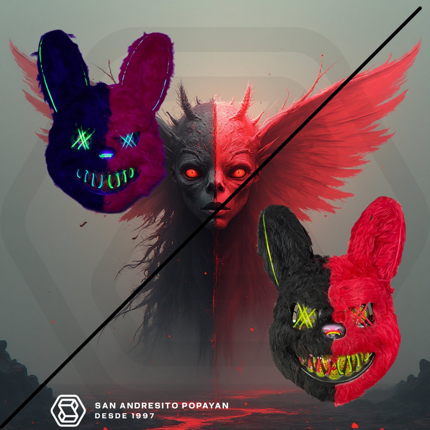 Mascara Conejo Luz Doble Color