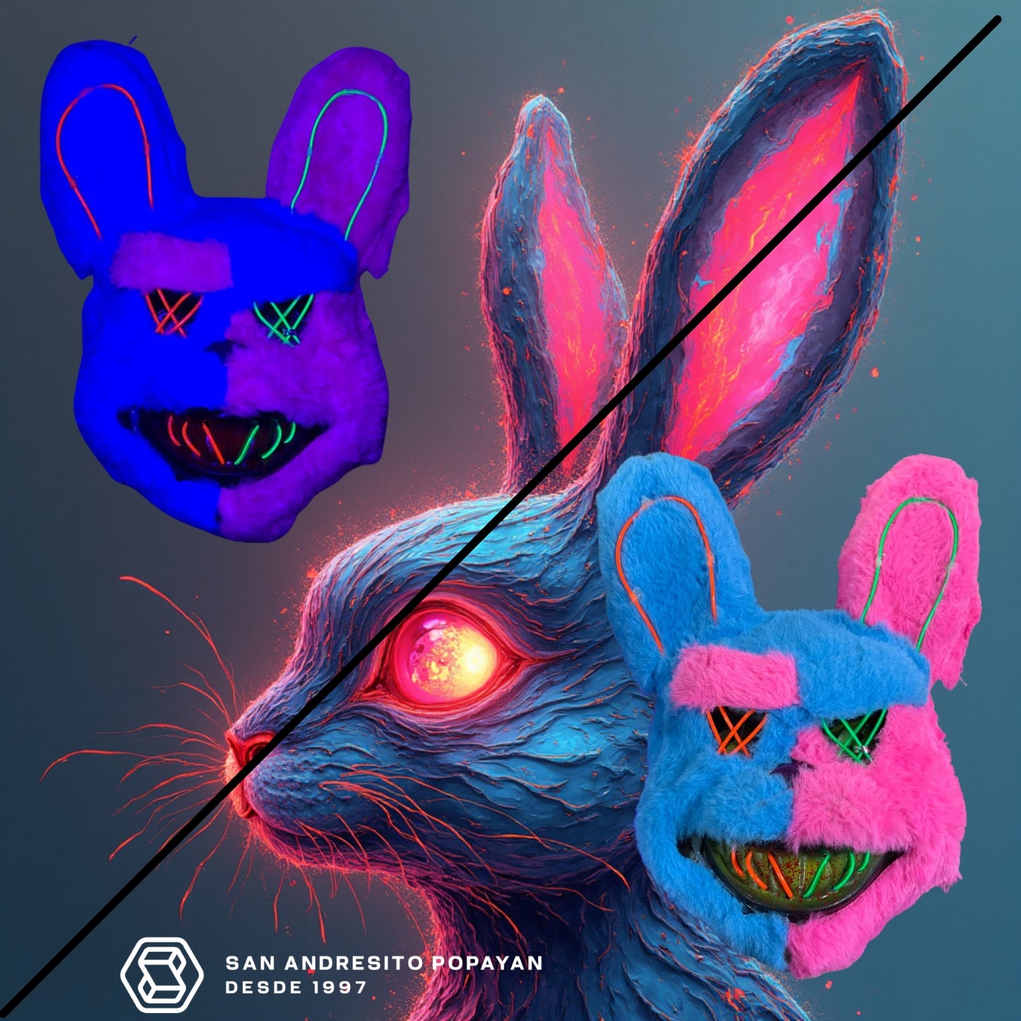 Mascara Conejo Luz Doble Color