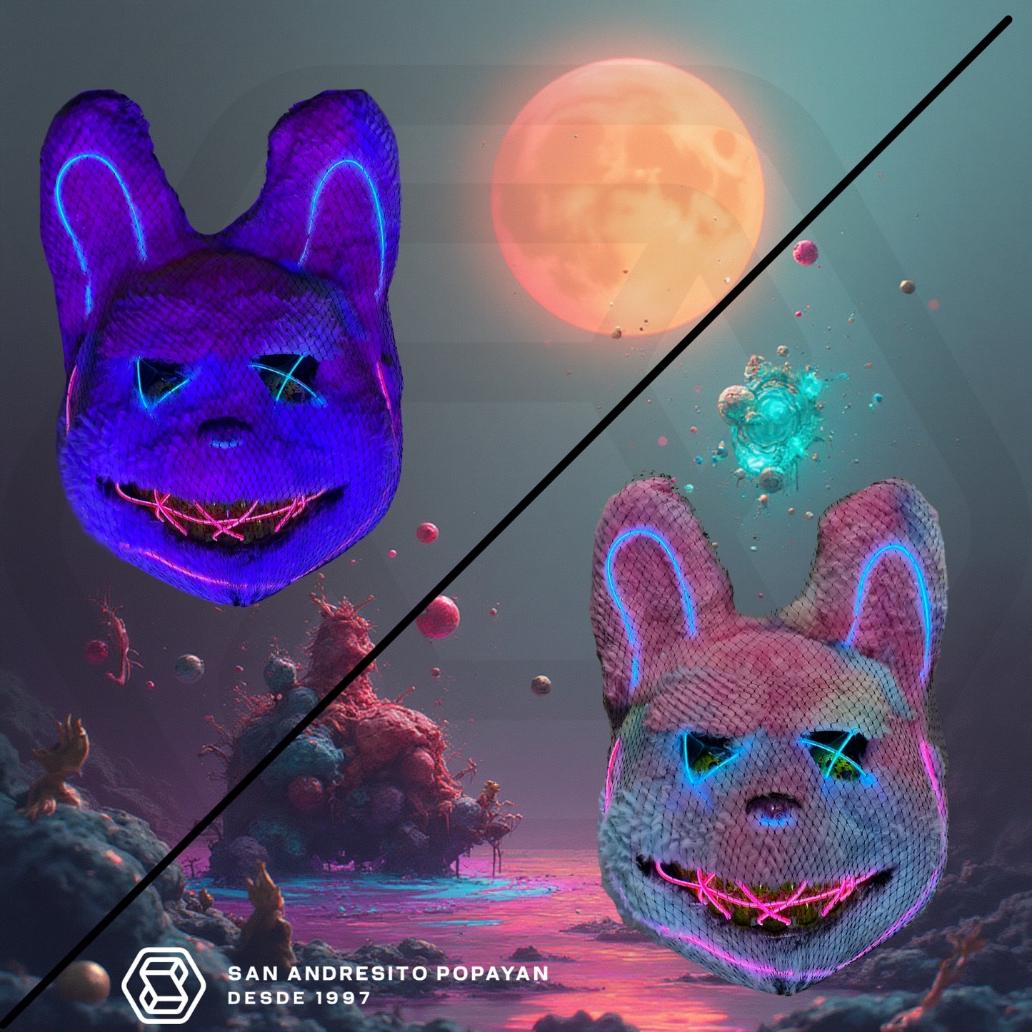 Mascara Conejo Luz Doble Color